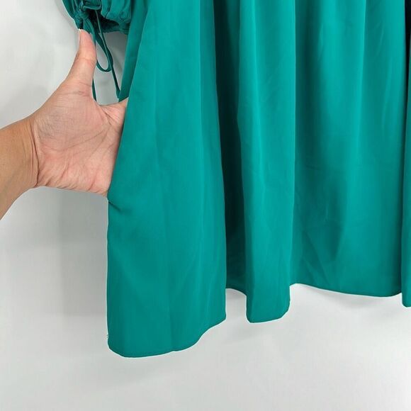 Amanda Uprichard Green Short Puffed Sleeve Square Neckline Mini Dress Small - Picture 5 of 9